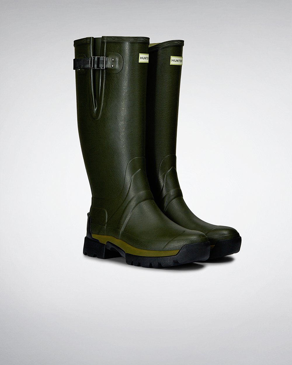 Botas de Lluvia Altas Hunter Hombre - Balmoral Adjustable 3Mm Neoprene - Verde Oscuro Oliva - KSDCLA